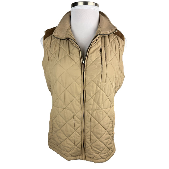 Lauren Ralph Lauren Quilted Vest Tan Zip Ribbed Sides Puffer Womens Plus Size 2X - Picture 3 of 16